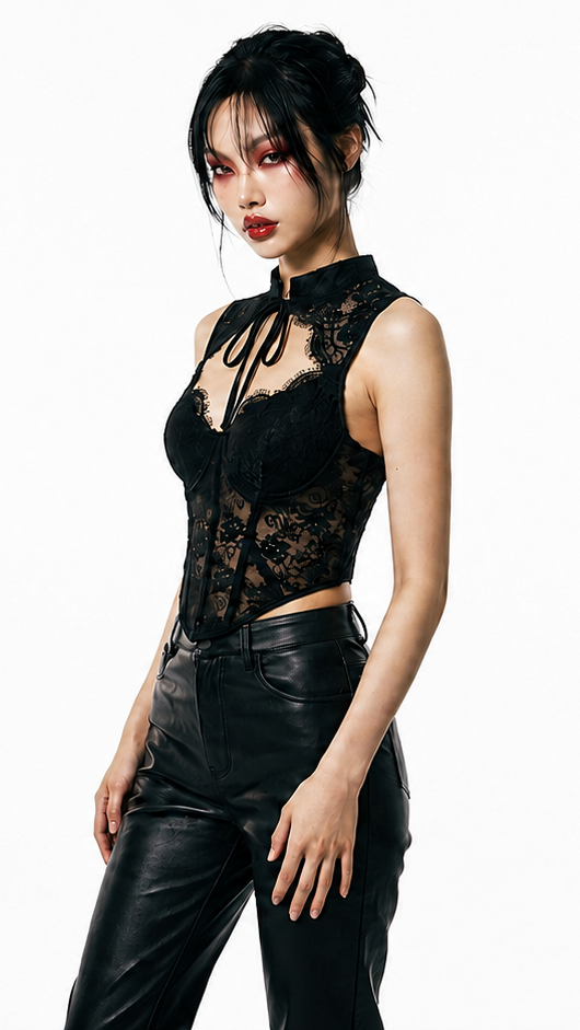 Black Lace Corset Top