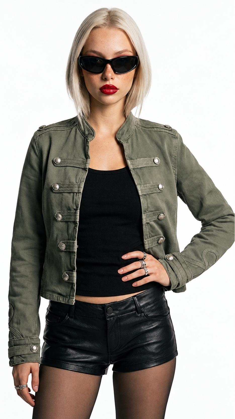 Green Military Denim Jacket