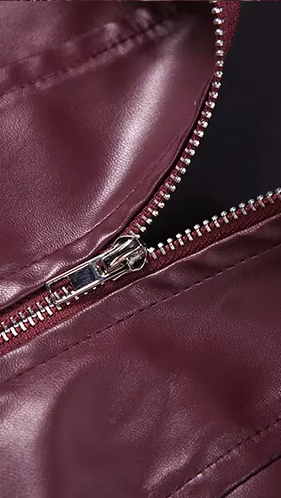 Oxblood Faux Leather Zip Jacket