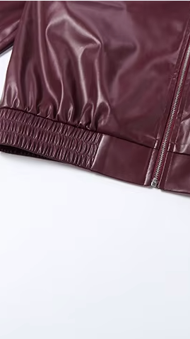 Oxblood Faux Leather Zip Jacket