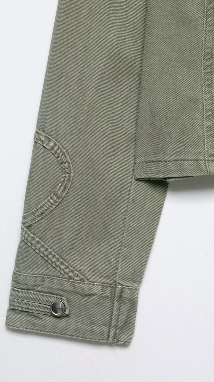 Green Military Denim Jacket
