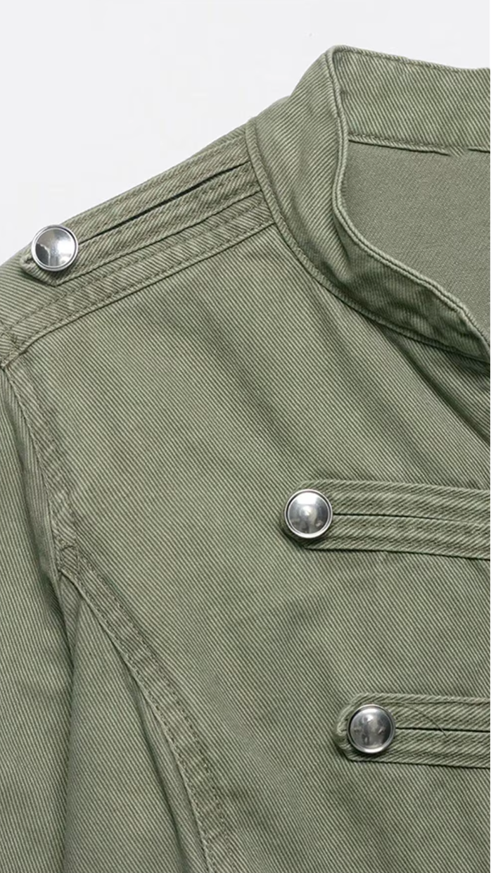 Green Military Denim Jacket