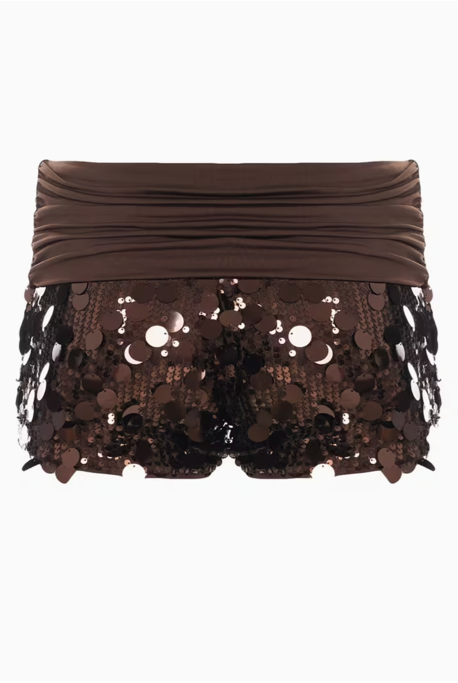 Brown Sequin Mini Shorts
