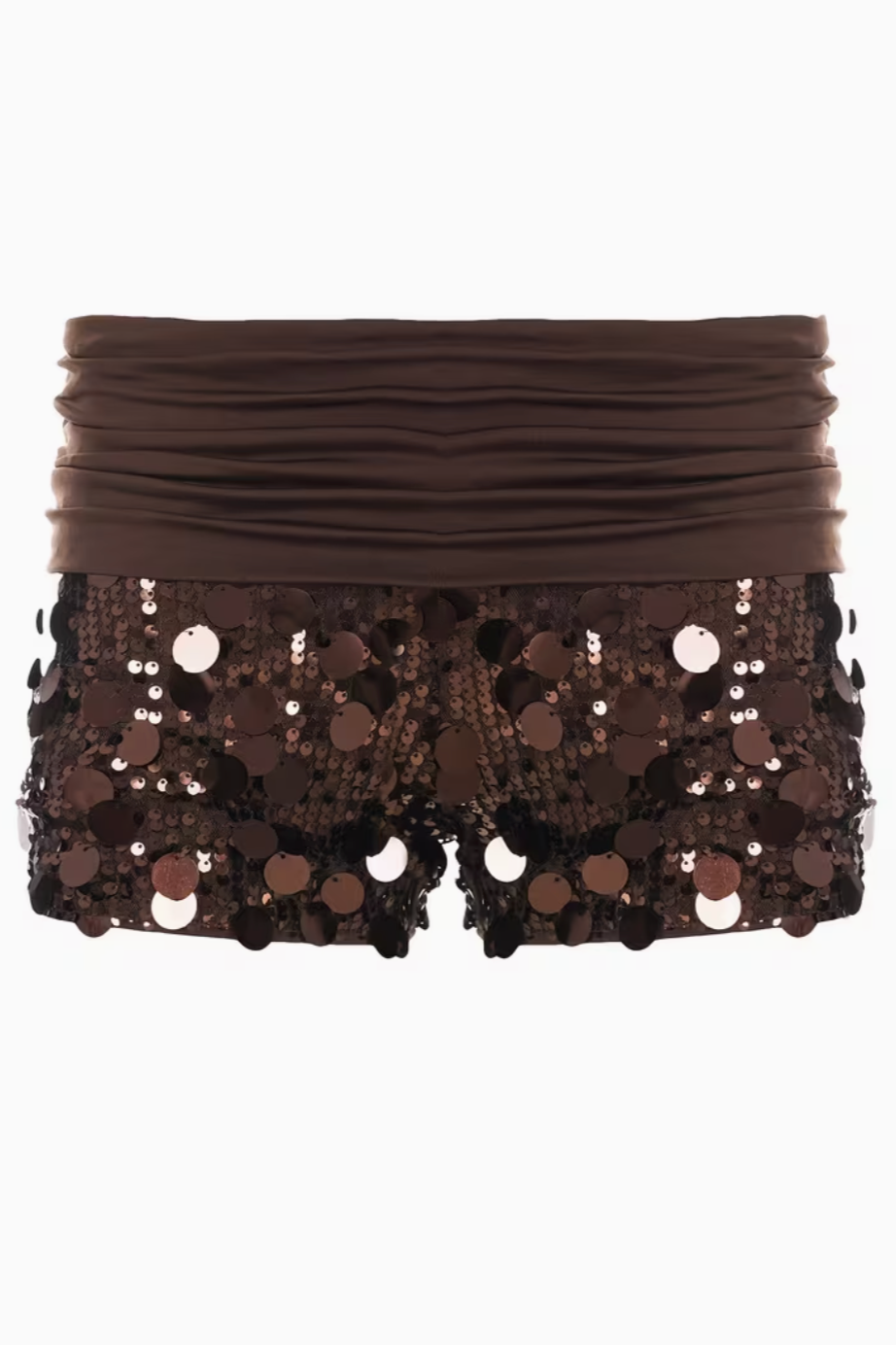 Brown Sequin Mini Shorts