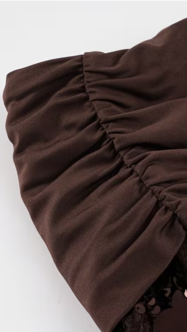 Brown Sequin Mini Shorts