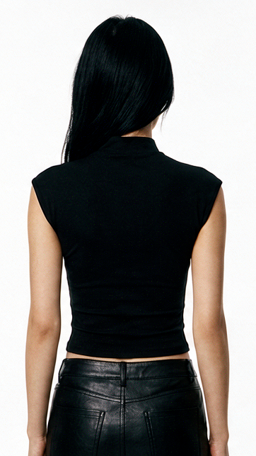 Black Studded Cutout Top