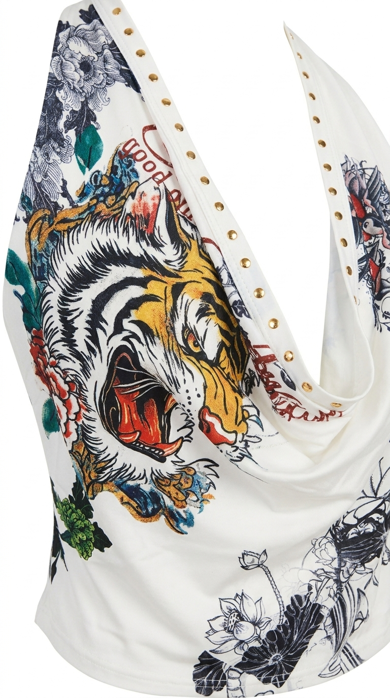Tattoo Print Cowl Halter