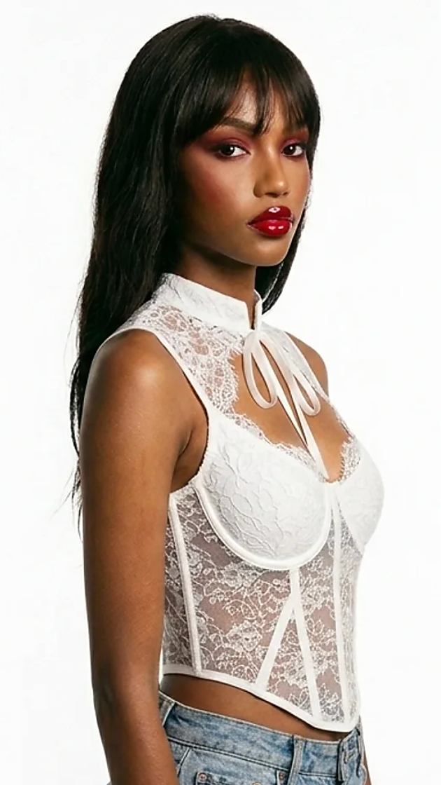 White Lace Corset Top